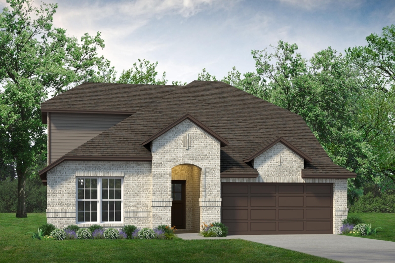 A rendering of a Colorado 2 floor plan for a two-story home with a garage.
