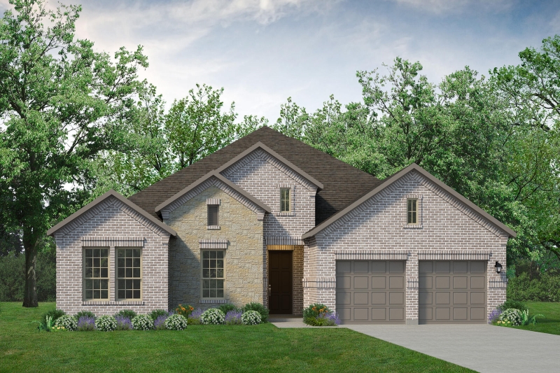 A rendering of a BRIDGEPORT home with two garages.
