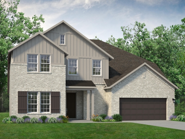 A rendering of a 3217 Malcolm Rd. two-story home with a garage.
