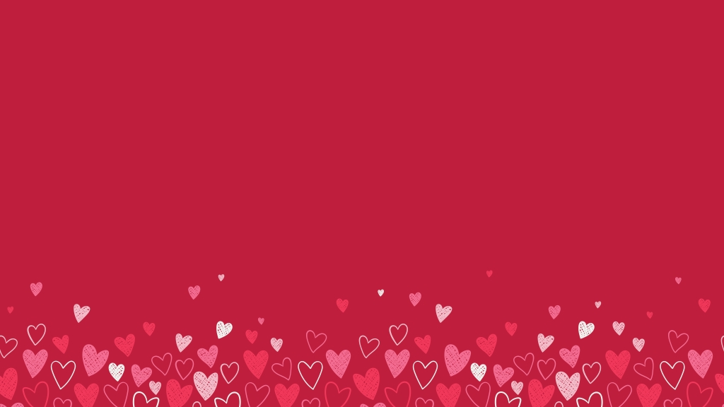 A red background with many hearts.