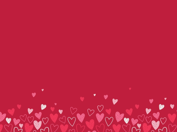 A red background with many hearts.