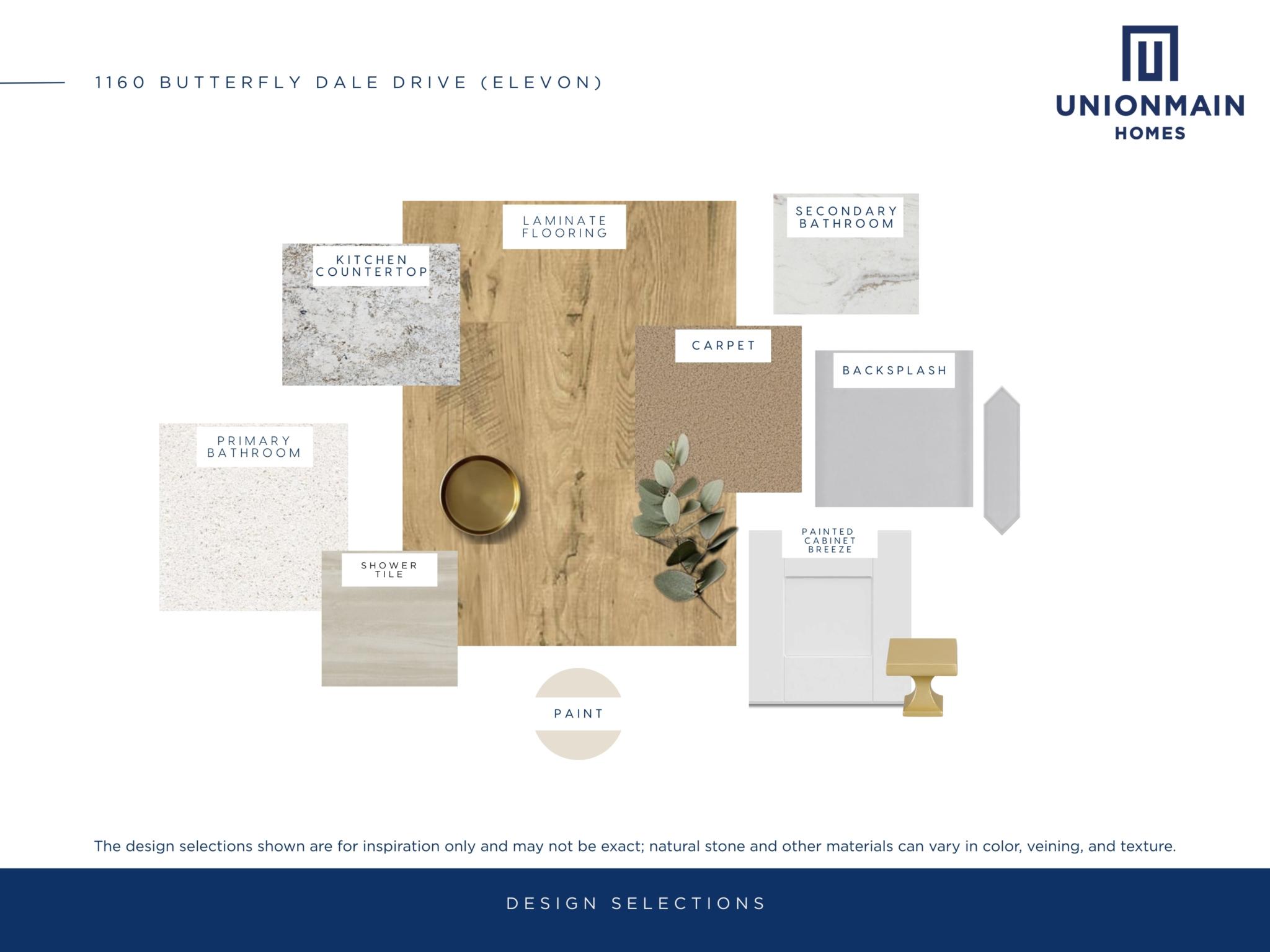 The design selections in 1160 ButterflyDale Drive showing the flooring, countertops, cabinets and more.