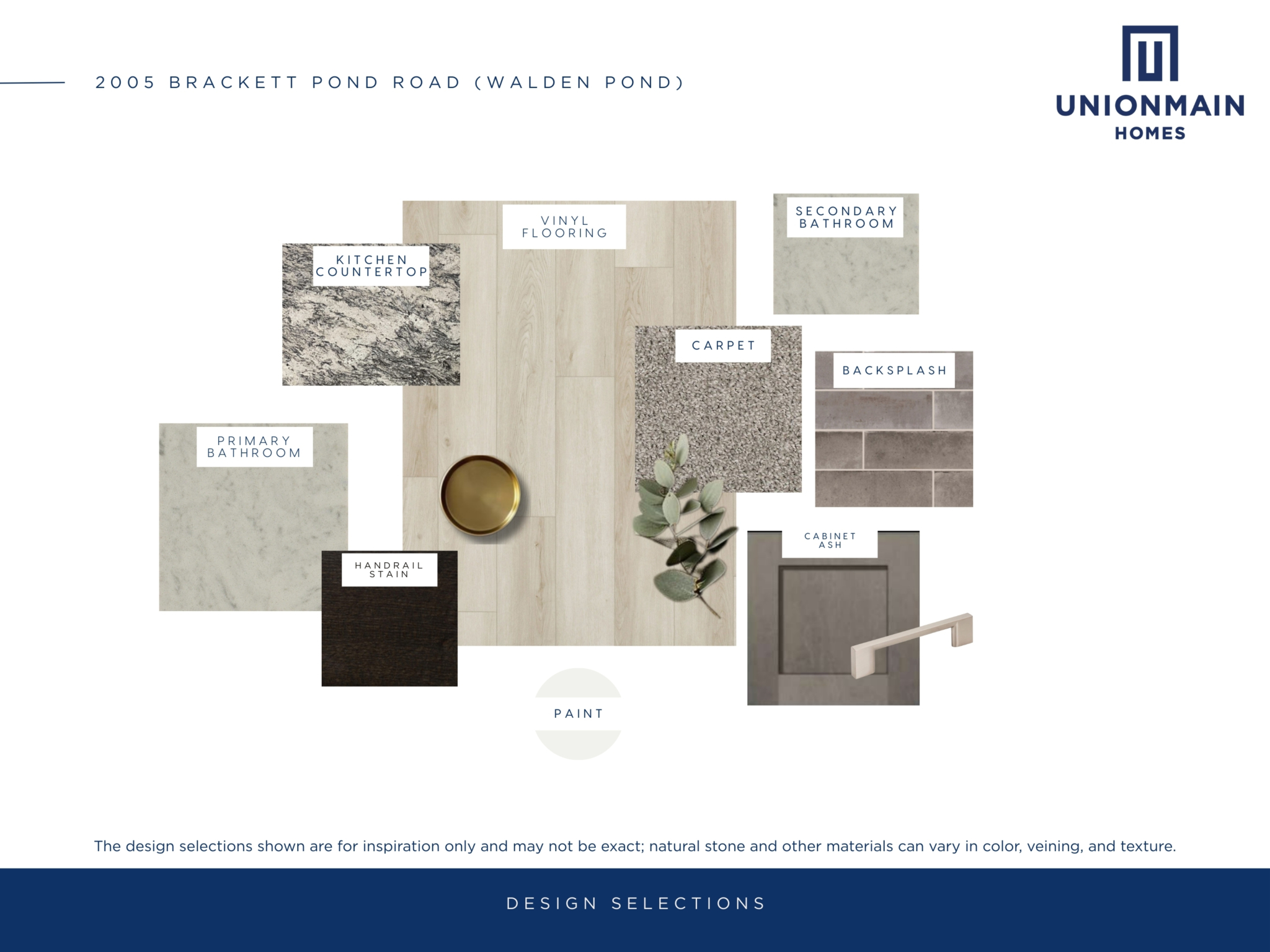 The design selections in 2005 Brackett Pond showing the flooring, cabinets and countertops.