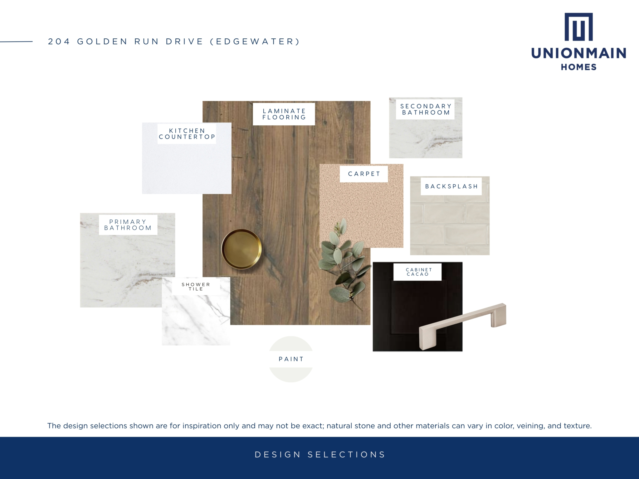 The design selections in 204 Golden Run Drive including the flooring, cabinets and countertops.