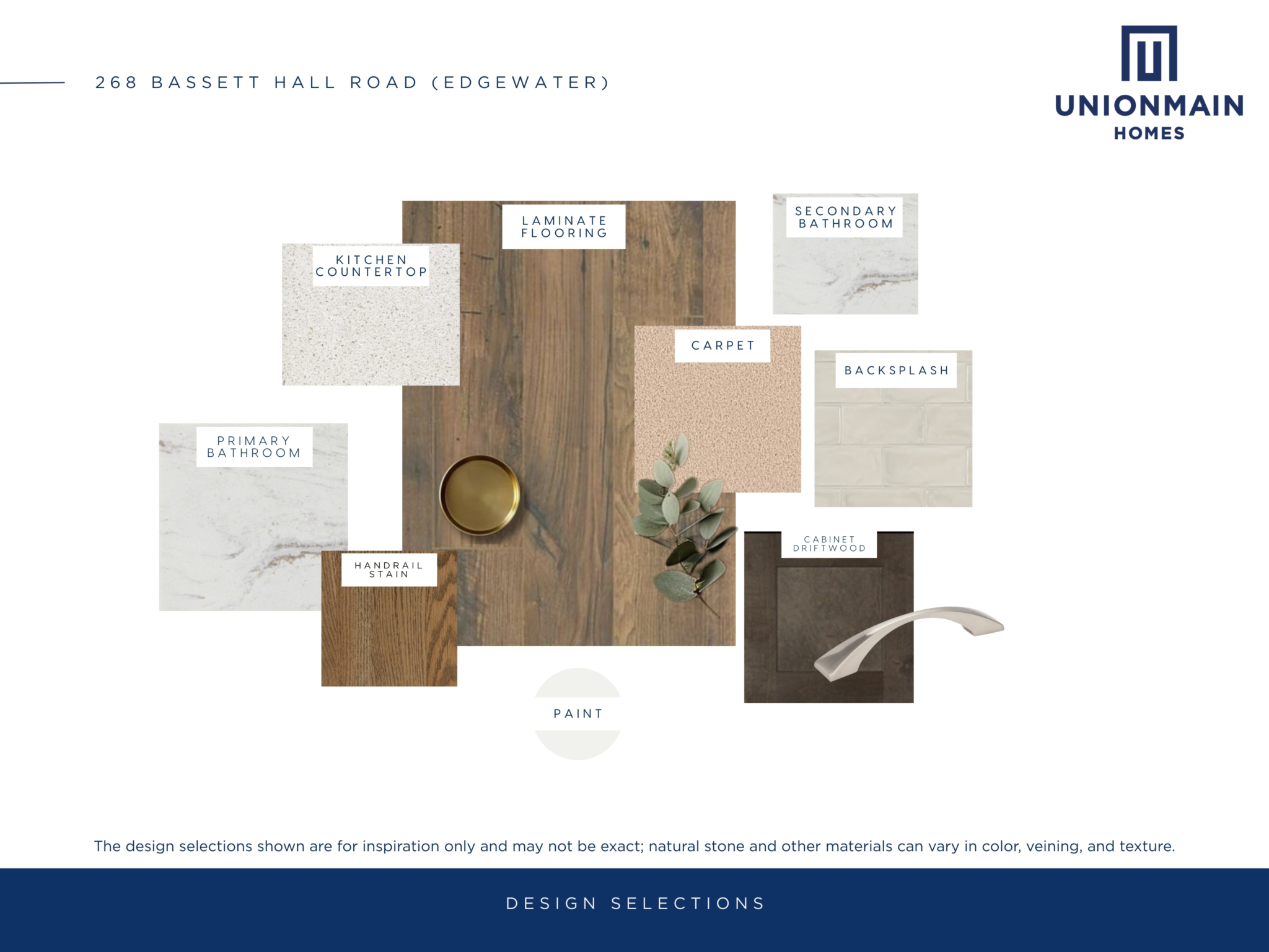 The design selections in 268 Bassett Hall including flooring, cabinets, and countertops.